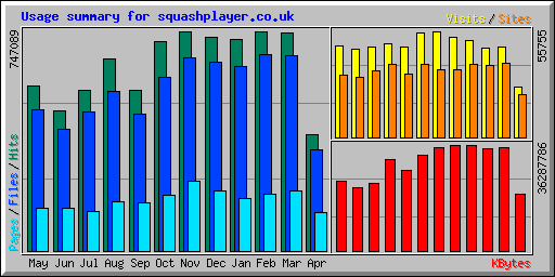 Usage summary for squashplayer.co.uk