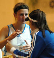 Alison Waters receives advice from Jenny Duncalf