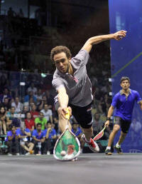 Ramy Ashour battles through against Saurav Ghosal to secure win for Egypt Click Image for Larger view