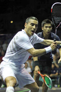 Thierry Lincou gets the hosts off to a winning start Click Image for Larger view