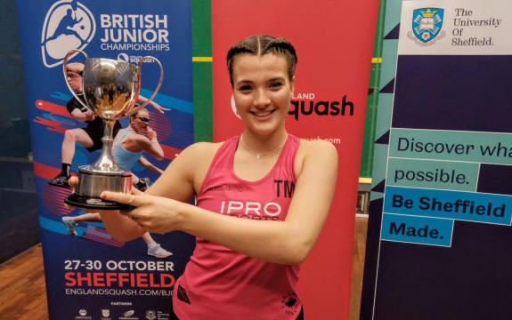 Torrie Malik with the British Junior National Championships trophy