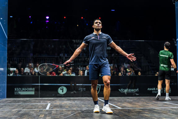 Fares Dessouky celebrates his win over Paul Coll