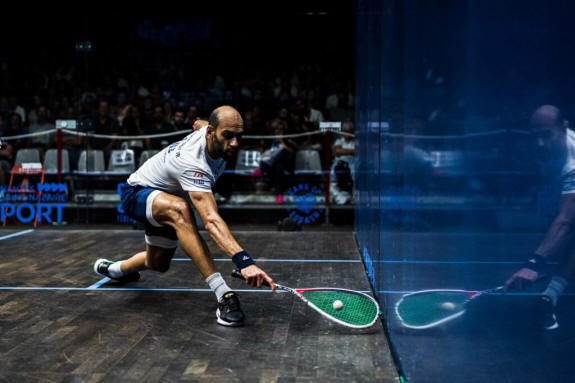 Marwan ElShorbagy in action during his semi-final against Declan James