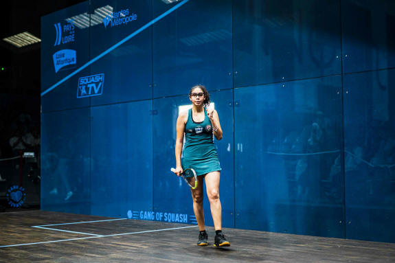 Fayrouz Aboelkheir celebrates after her big win over Melissa Alves