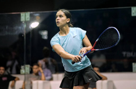 Menna Hamed at the CIB Zed Squash Open in August 2022
