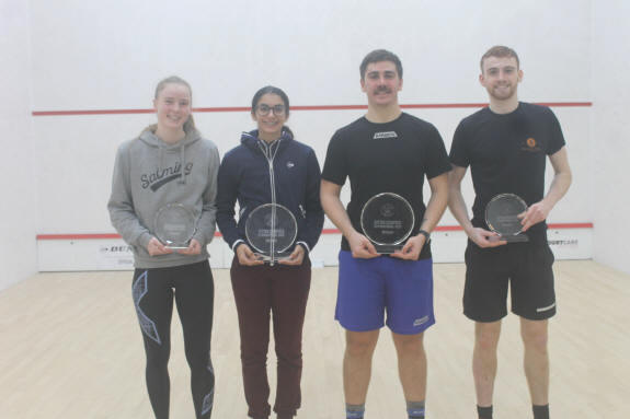 Amina Orfi and Emyr Evans with the Sutton Coldfield International trophies